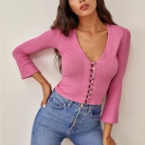 Reofrmation BEIGE Gellar Knit Top M